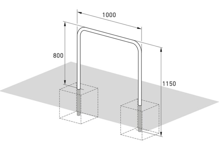fahrrad anlehnbügel / absperrbügel 1000 mm, einbetonieren