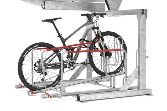 doppelstockparker bikehub eco für fahrräder 2 24 stellplätze einseitig, 2 fahrräder