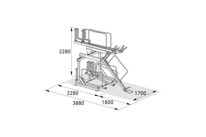 doppelstockparker bikehub eco für fahrräder 2 24 stellplätze einseitig, 2 fahrräder