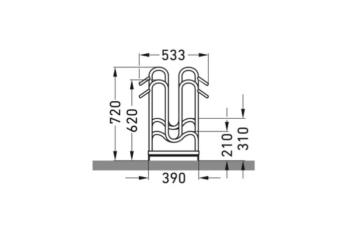 fahrradständer bügelparker 2000 / 2 12 stellplätze einseitig, 2 fahrräder