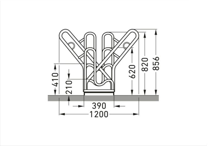 fahrradständer anlehnbügel xbf4500 2 12 stellplätze einseitig, 2 fahrräder